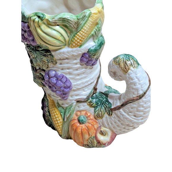 Vintage Omnibus by Fitz and Floyd Cornucopia Vase Fall Harvest 1993 – Ceramic - Picture 7 of 7